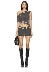 Jaded London Dark Gray Grommet Cut Out Mini Bodycon Dress Asymmetrical UK 10