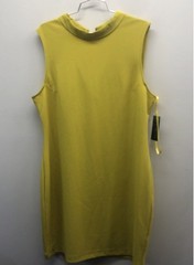 Sharagano Women&rsquo;s Lime Matcha Mock Neck Sleeveless Sheath Dress NWT Size 16