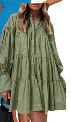 ASA Fashion Bohemian Flowy Dress Meadow Garden Green Tiered Ruffled Eyelet 107