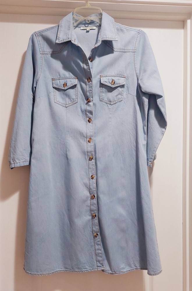 Women’s Button-Down Lightweight Denim Mini Dress by Speed Limit MPH Sz M