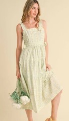 NWT &Merci RUFFLED STRAP FLORAL DRESS WITH SIDE TYING BOWS – Chartreuse Yellow