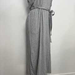 Madison Gray Stretch Pocketed Slit Back Tie Midi Dress Womens Size Large Casual