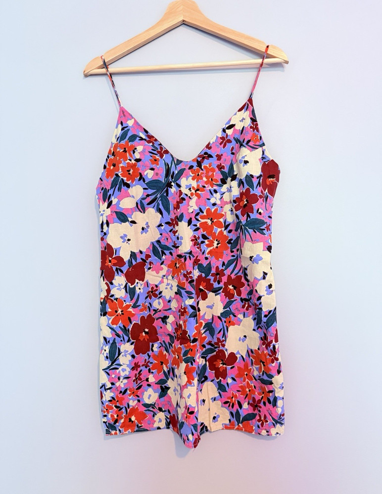 VICI Multicolor Floral V-Neck Adjustable Strappy Slip Mini Dress Women’s M