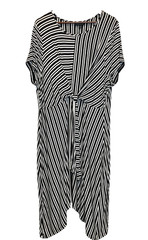 Lane Bryant Black & White Striped Stretch Rouched Tie Front Dress Size 26/28