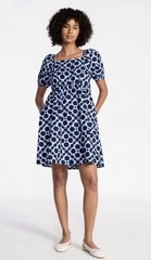 Women&rsquo;s Blue Tie Back Mini Dress with Puff Sleeves, size XL wedding Formal Bow