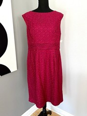 Coldwater Creek Embroidered Lace Sleeveless Sheath Dress Raspberry 39&Prime;L Size 14