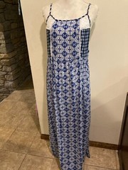 Midnight Sky Maxi Dress, SZ XL, Blue/White, Spaghetti Straps, Summer