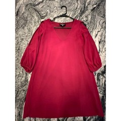 Lulus Shifting Dears Wine Red Long Sleeve Shift Dress Mini Boho XS V-Neck