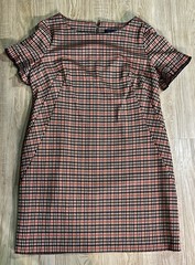 Tommy Hilfiger Plaid Houndstooth Dress Short Cap Sleeve Knee Length Size 14 Chic