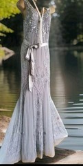 Lanamarie Ariella grey beaded lace 20s Gatsby Occasion wedding evening dress 8