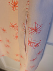 LOFT Womens M Linen Blend Shift Dress Pink Coral Hawaiian Floral Pockets