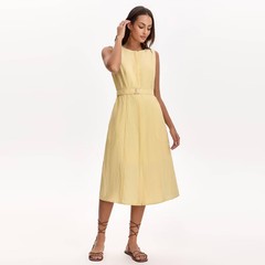 Women Belted Midi Dress – A New Day Yellow S