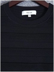 Reiss Jenkins Womens Size 6 Black Scalloped Knit Bodycon Dress Cocktail Designer