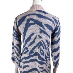En Saison NWT L Mares Wool Beige Navy Blue Animal Print Rib Knit Sweater Dress