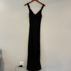 Billy J Maxi Slip Dress 8 Black Minimalist Silky Cocktail Chic Fluid Elegant LBD
