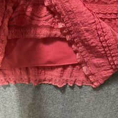 Coral Pink Dress Barn Sheath Size 10 Short Sleeved Fully Lined Lace Cotton Blend