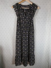 J. Crew Mercantile Black Floral Cottagecore Blouson Cap Sleeve Midi Dress XS