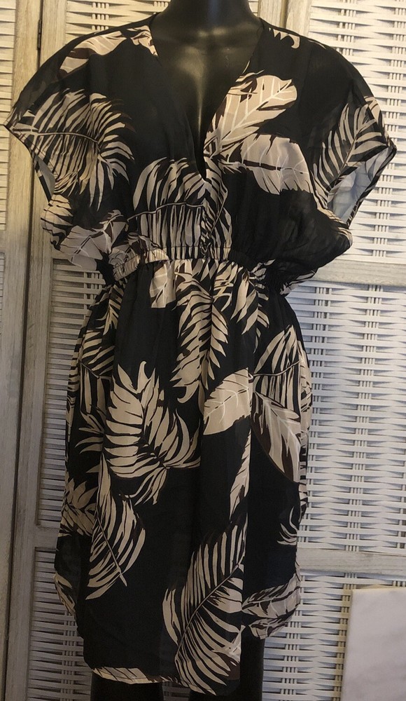 NWT Cupshe Black Pull Over Stretch Midi Dress Size Small Black Brown Sheer