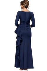 Xscape Women&rsquo;s Midnight Color, V-Neck Ruffled Side-Slit Scuba Gown Dress Size 8