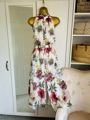 Karen Millen Botanical Halter Midi Dress Size UK 18