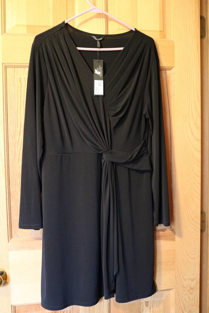 Daisy Fuentes Black Faux Wrap Dress, New with Tags, XL Size