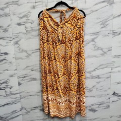 Knox Rose Sundress Women Size L Rusty Orange Paisley Boho Knee High Halter