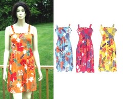 Womens Floral Print Sleeveless Smocked Sundress M L XL XXL