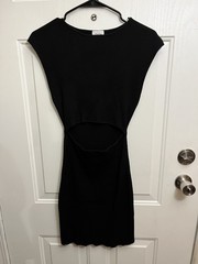 Aritzia Wilfred Free Black Ribbed Cutout Mini Dress Size Small