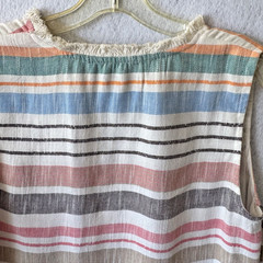Chelsea & Theodore Dress Womens 8 Striped Fringe Trim Sleeveless Cotton Boho