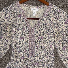 Japna Boho Button Front Long Sleeve Mini Dress Size S Ruffled Bottom Paisley EUC