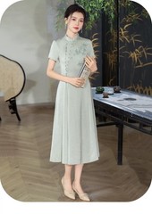 A13 Qipao Dress, Black Elegant New Chinese Style, 2026 New Summer Single-Layer