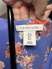 Tabitha Webb Periwinkle Blue Multicolored Short Sleeve Floral Dress Size S