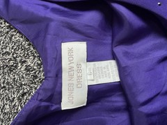 Jones New York Dress Purple Solid V-Neck Sleeveless Beaded Sheath Knee 6
