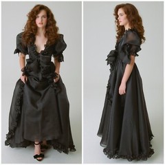 Selkie Marie Caviar Ruffle Gown Black XS NWT