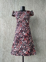 Agnes B Dress Sleeveless Zip Blots Asymmetric 100% Cotton France Size 36/S