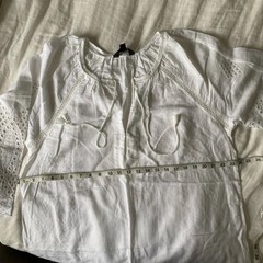 J.Crew, white embroidered, open work, kaftan – slim for XL, linen/cotton blend
