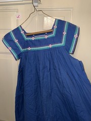 Vintage women M No sleeve pearl cuff/shoulder Blue (HOME46)