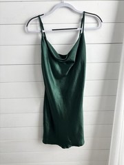 Green Satin Slip Dress Mini Size 8 0322