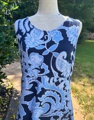 Talbots Jewel Line Sleeveless Blue / White Paisley Jersey Maxi Dress – Womens L