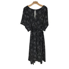 Torrid 4 Black White Dot Surplice Romper Dress Faux Wrap V Neck Short Sleeve