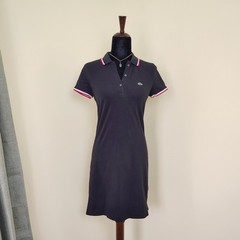 Black LACOSTE Red & White Twin Tipped Short Sleeve Knit Cotton Polo Dress – 38