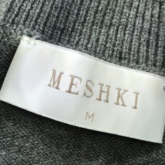 Meshki Sweater Dress Womens Medium Gray Knit Mock Neck Bell Sleeve Pleated Hem