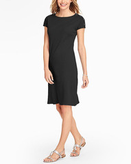 TALBOTS NAVY BLUE SHOULDER BUTTON INTERLOCK COTTON SHIFT DRESS PLUS Sz 0X