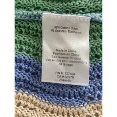 Heartloom Blue Green Wave Crochet Knit Button Front Polo Mini Dress Small