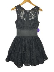 Windsor Juniors Dress Black Lace Aline Back Zipper Elastic Waist Party Size M