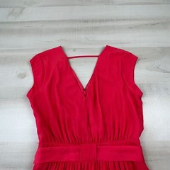 DR2 Womens Dress Small Pink Sleeveless V Neck Belted Side Zipper Pockets