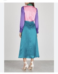 Olivia Rubin Gwen colorblock muli color long sleeve maxi dress UK 6 US 2 NWT