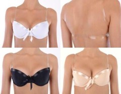 Invisible Clear Elastic Bra Straps Non-Slip Metal Hook Transparent & Adjustable