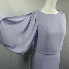 Halston Heritage: short silk lavender drape back split cape sleeve dress size 0