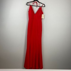Boston Proper Maxi Dress Womens 6 Red Tie Back Sleeveless Stretch Gown
